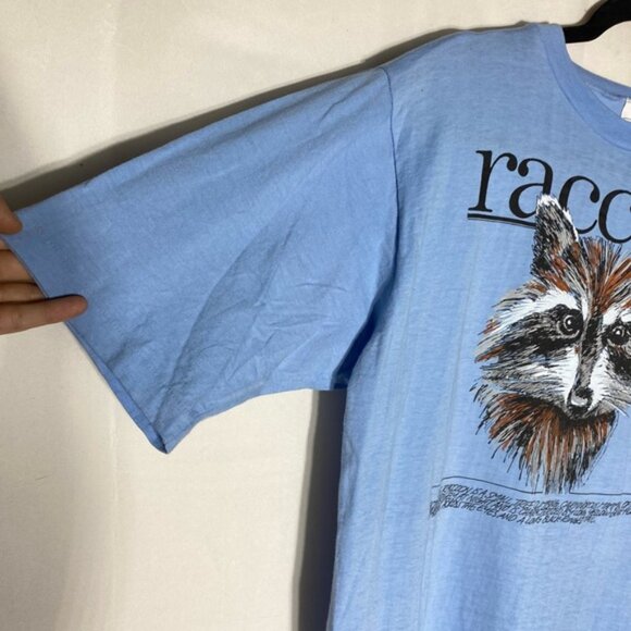 Vintage Tiger Brand Waves Blue Raccoon Graphic Tee T Shirt XL - Picture 12 of 16